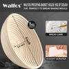 Walfos Round Banneton Proofing Basket Se t9"/23cm - French Style Sourdough Bread Basket, 100% Natural Rattan - Hand Crafted Bread Lame, Linen Cloth Liner & Dough Scraper Included, Professional Bakers