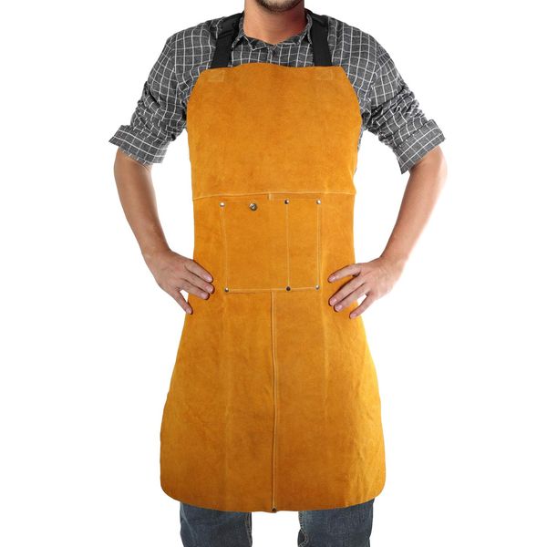 Benozit Leather Welding Work Apron,Heat&Flame Resistant, Protective Clothing or Safety Apparel for Blacksmith,Woodwork/Home Improvement/Heavy Duty Work,23x35inch