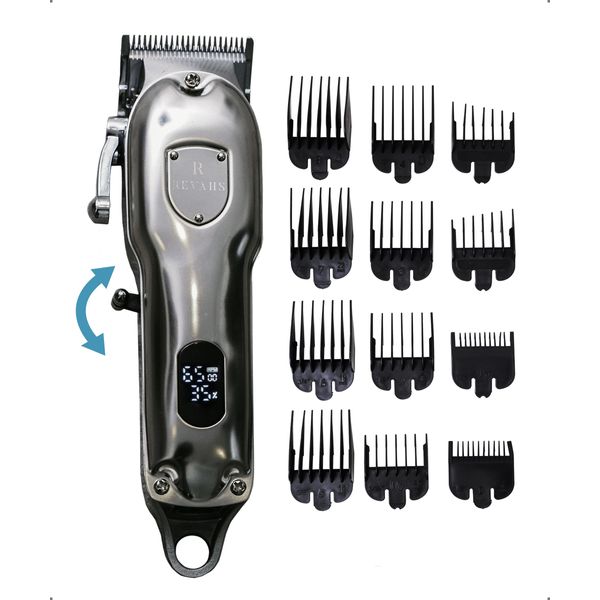 Revahs Professionele Draadloze Tondeuse voor Mannen - Baardtrimmer - Hoofd en Baard Haar Trimmer - Scheerapparaat - Beard Trimmer for Men - Hair Clipper - 12 Opzetkammen - Travel Bag