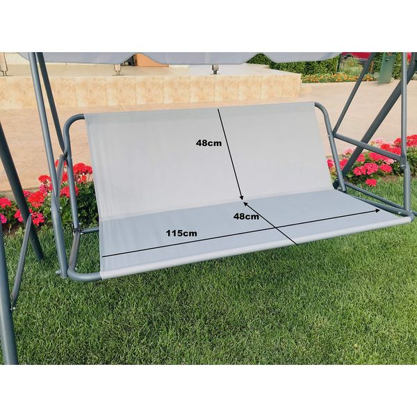 PETELA Replacement Swing Seat Cover Garden Swing Seat Cover Hammock Chair Garden Furniture Swing Chair Outdoor Garden Chair Covers Bench Cover (115cm x 48cm x 48cm, Grey)