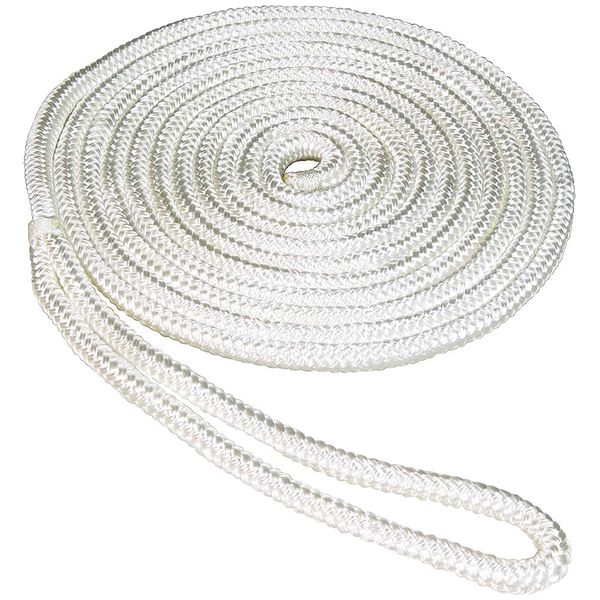 SeaSense Double Braid Nylon Dock Line, 1/2-Inch X 15-Foot, White