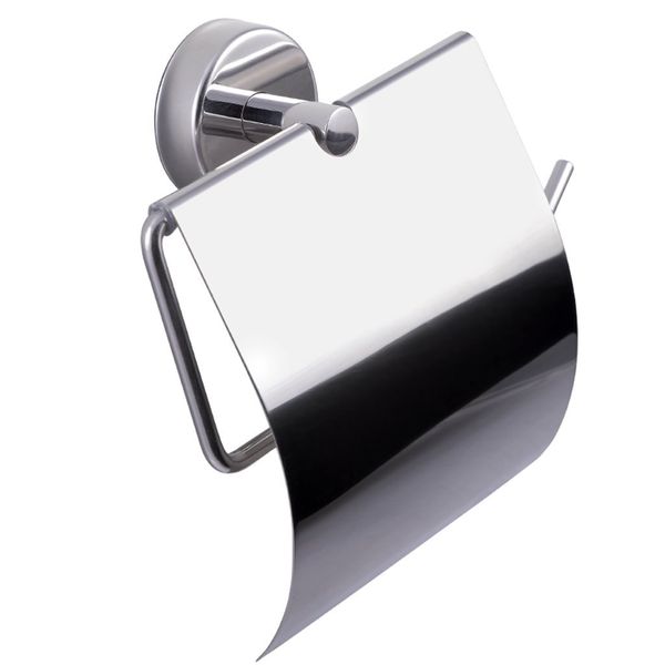 Kapitan Stainless Steel Toilet Roll Holder with Cover, Self Adhesive OR Screws Mounting, Polished Finish, Made in EU, 20 Years Warranty