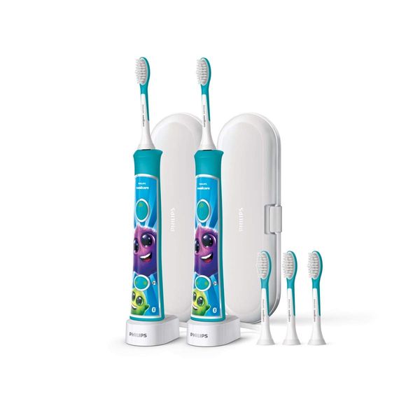 Philips Corded Electric Sonicare Kids Rechargeable Toothbrush with Built-in Bluetooth 2-Pack