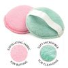 S&T INC. Gentle Face Scrubbers, Dual Sided Face Exfoliators with Elastic Strap, 3.3 Inch Diameter, 2 Pack, Teal/Pink