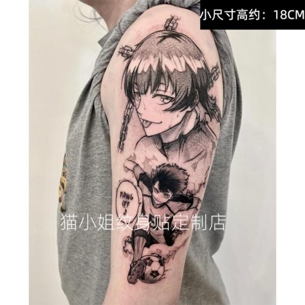 Anime blue prison peripheral cos beelehui black and white flower arm tattoo sticker waterproof