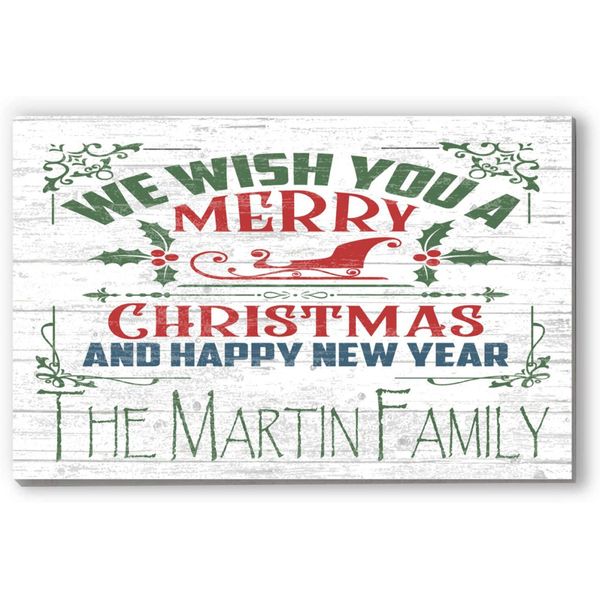Personalized Merry Christmas Wooden Sign