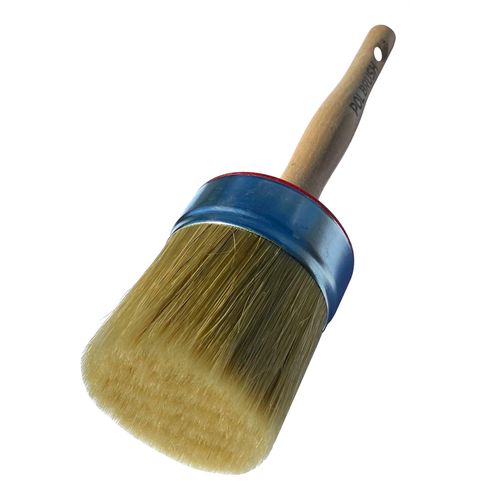 3 inch Stencil & Wax European Professional Round Paint Brush - Natural Bristle Wooden Handle - for Chalk, Wax, Acrylic, Oil, Watercolor, Stain, Varnish - for Art, Decor, Walls, Furniture, Woods