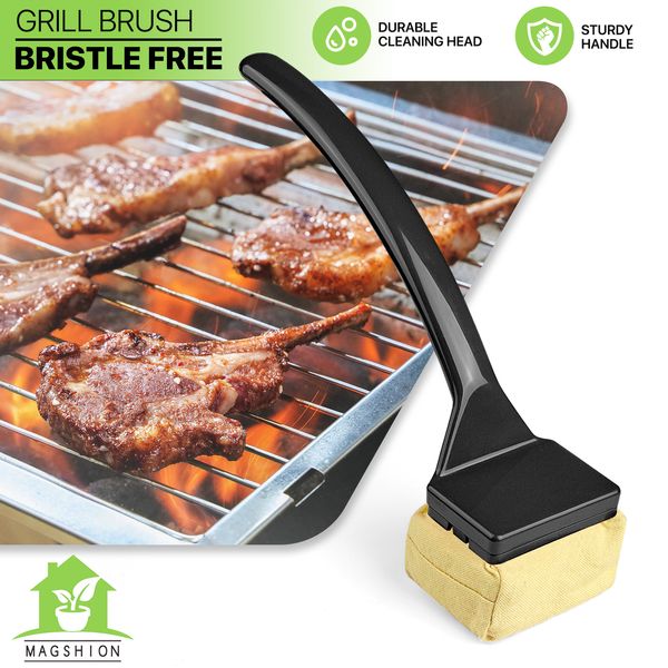 Barbecue Cleaning Brush Kitchen Outdoor Grill Cleaner w/Replaceable Head Black