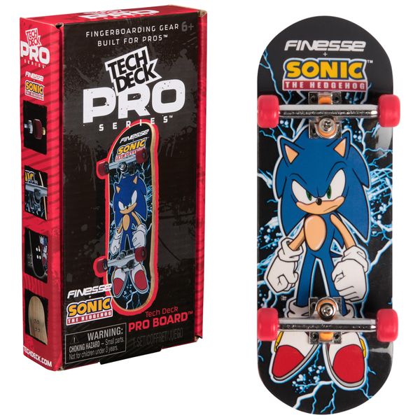 TECH DECK, Finesse X Sonic The Hedgehog Pro Series Finger Board with Storage Display, Built for Pros; Authentic Mini Skateboards, Kids Toys for Ages 6 and up