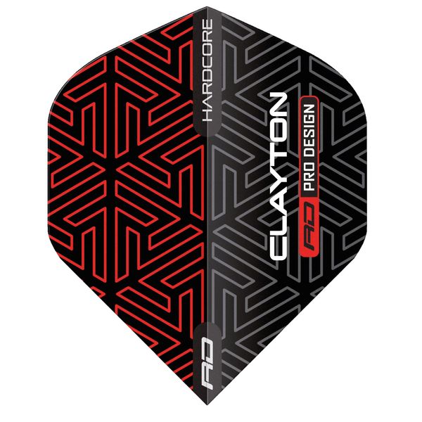 RED DRAGON Jonny Clayton Hardcore Premium Rot und Schwarz Dartflug - 3 Set pro Packung (insgesamt 9 Dart-Flights)