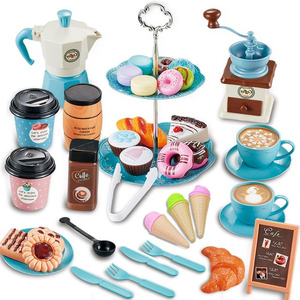 GIFTRRTOY Pretend Tea Party Set for Little Girls, 41 PCS Coffee Maker Set and Play Food Dessert Set for Kids Age 3 4 5 6 7 8 9, Kids Kitchen Pretend Play for Princess Girls Boys