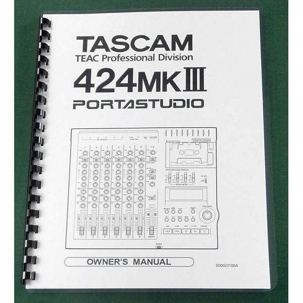 Tascam 424 MK III Owner's Manual: Comb Bound & Protective Covers!