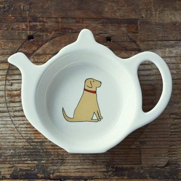 Sweet William Teabag Dish, Teapot Shape, Yellow Labrador