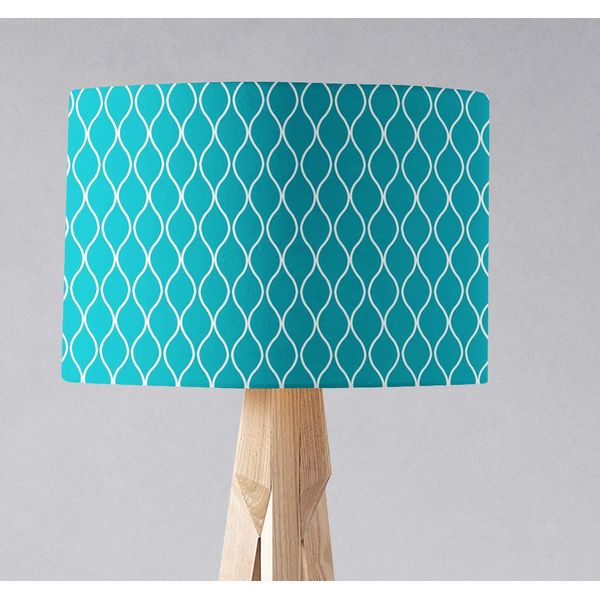 Turquoise Lampshade with White Geometric Design, Ceiling or Table Lamp Shade