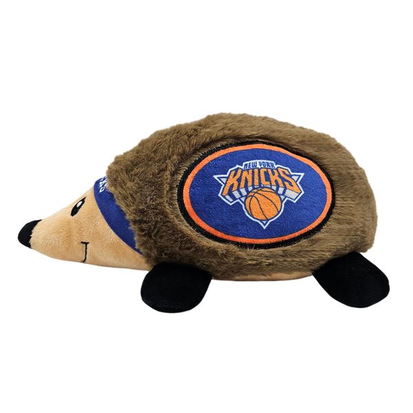 NBA New York Knicks Plush Hedgehog Toy for Dogs & Cats, Cool Soft Pet Toy for Fun and Interactive Play, Dog Chew Toy with Squeaker, Licensed Hot Pet Toy