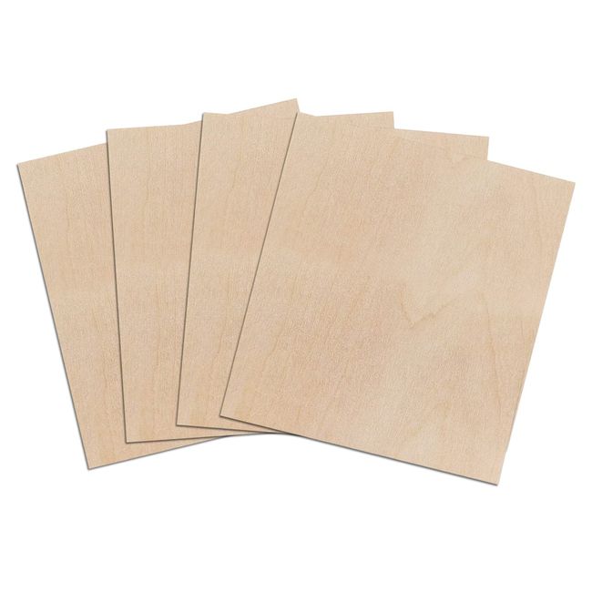 Samcos Wood Ultra Thin Plank, Wood, DIY Crafts, 11.8 x 7.9 inches (300 x 200 mm), Thickness 0.06 inch (1.5 mm), Set of 4, Wood Sheet Model, Handmade, Unpainted, Craft Material, Ultra Thin, Ultra