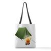 CafePress Camping Tent And Campfire Polyester Tote Bag 16"x16"