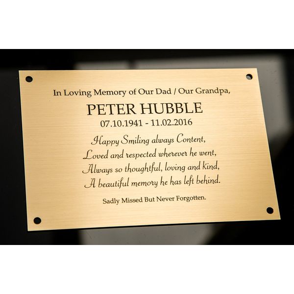 6 x 4 Engraved Memorial Plaque in Silver or Gold/Brass Effect