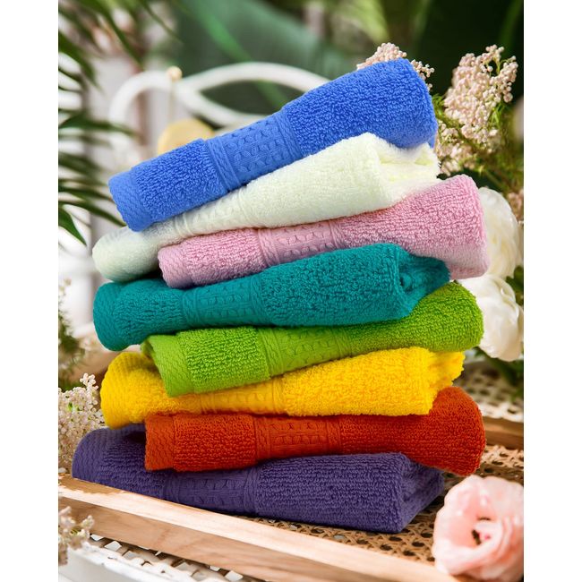 Cleanbear 100% Cotton Wash Cloths 12 Pack Bath Washcloths Facecloths, 13 by  13 Inches Large Bathroom Washcloth Set 12 Assorted Colors (New)