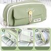 Cedar Eight Pencil Case, Large Capacity, Soft, Cute, Convenient, Solid, Canvas, Multi-Purpose, Pen Pouch, Pink, Casual