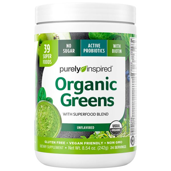 Greens Powder Smoothie Mix Purely Inspired Organic Greens Powder Superfood, Unflavored, 24 Servings (Package May Vary), 8.54 Ounce (Pack of 1)