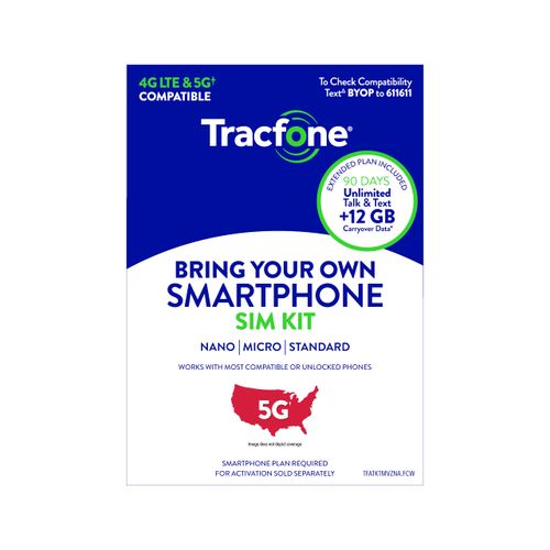 Tracfone Unlimited Talk & Text Plus 12 GB of Data SIM Bundle 90-Day - Prepaid Plan (CDMA)