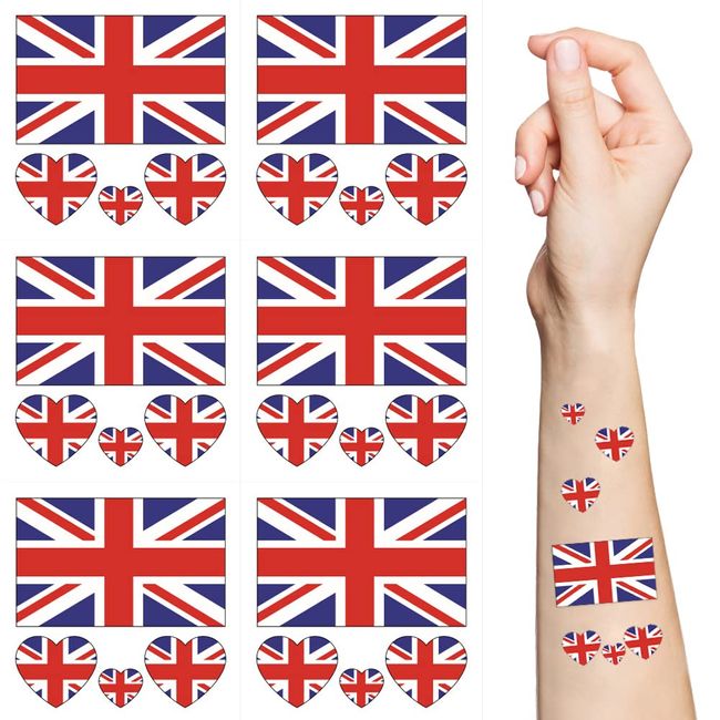10 Sheets United Kingdom Flag British Flag National Flag Face Tattoo Stickers for 2023 King Charles Coronation Ceremony Party Favors, UK Patriotic Coronation Party Favor Accessories