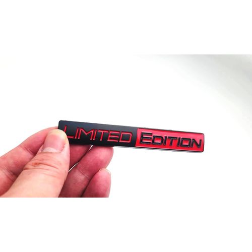 1pcs 3D Metal Limited Edition Emblem Car Logo Trunk Lid Badge Sport Turbo Decal Replacement for Universal Vehicle, Car, SUV, Truck (Black-red)