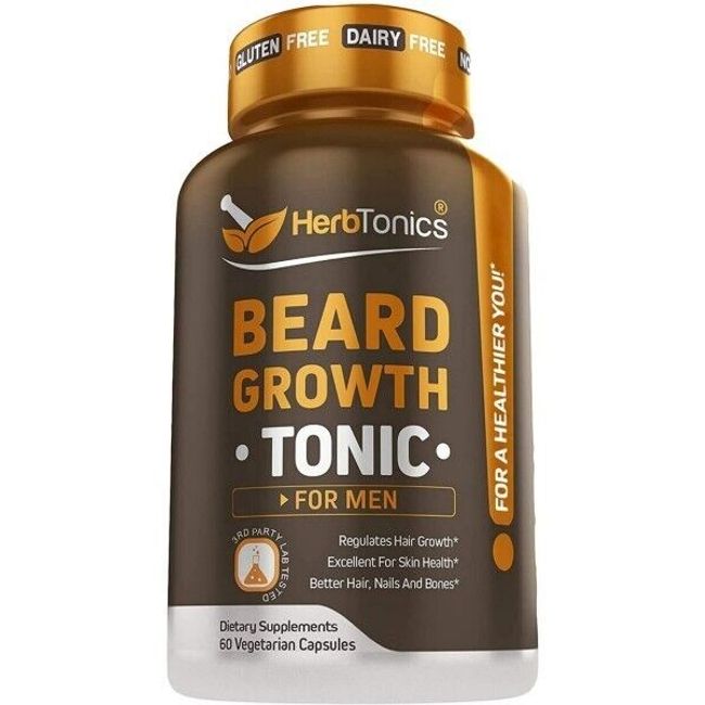 Herbtonics Beard Growth Vitamins Supplement for Men - Thicker, Fuller,...