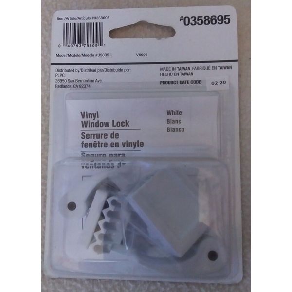 Gatehouse Vinyl Window Lock for Sliding Window White 0358695 New Pack of 2