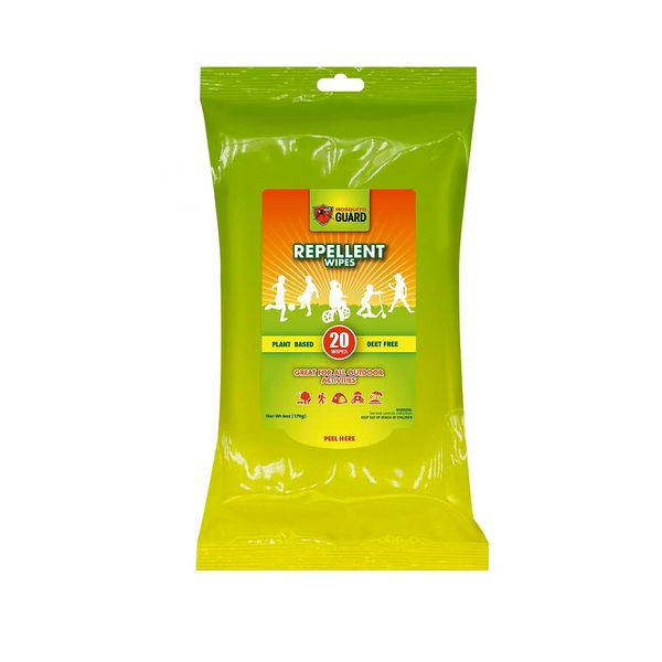 Mosquito Guard Mosquito Repellent Wipes - 20 Bug Wipes Individually Wrapped - Plant Based Mosquito Repellent for Patio - Insect Repellent Wipes