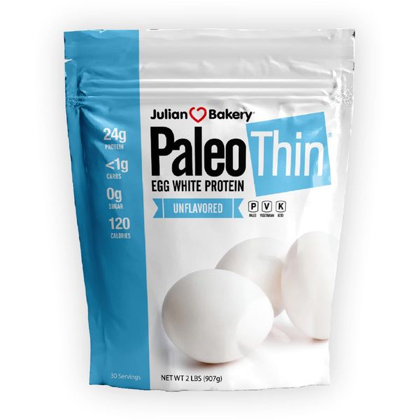 Julian Bakery Paleo Thin Protein Powder | Egg White | Unflavored | 25g Protein | Soy-Free | GMO-Free | 2 LBS | 30 Servings