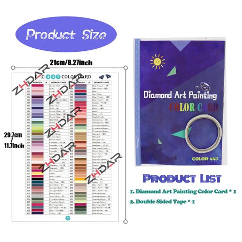 ZHDAR DIY Diamond Art Painting Tool Range 447 Color Card Book Diamond Embroidery Hd Canvas Printing Color Identification Card (Book Clip Color Random)