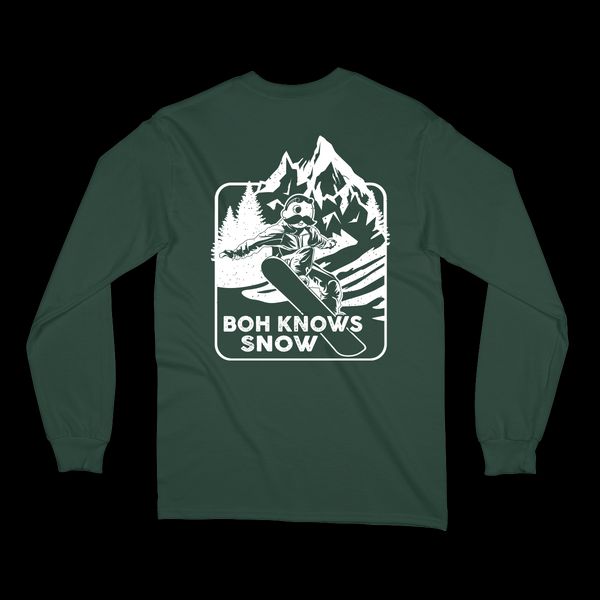 Boh Knows Snowboarding (Green) / Long Sleeve Shirt - 3X-Large / Green