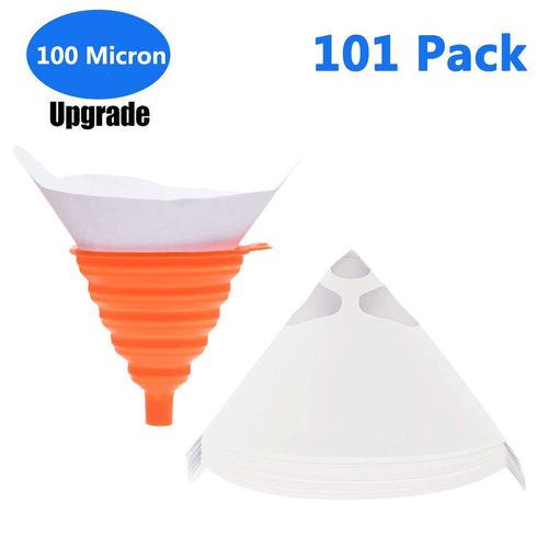 XYwax 100 Pcs Funnel Filter Paper Funnel Paint Strainer, 1 x Folding Funnel Ting Filter Paper Ting Filter Paper Funnel for Paints, Antifreeze, Oils, Machines
