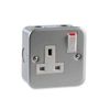 Ex-Pro [2 Pack] 1 Way Single Mains Metal Clad Switched Socket Outlet 13A, Complete with Surface Mounting Back Box