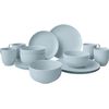16-Piece Blue Bone China Dinnerware with Lightweight Durable Chip Resistant Desi