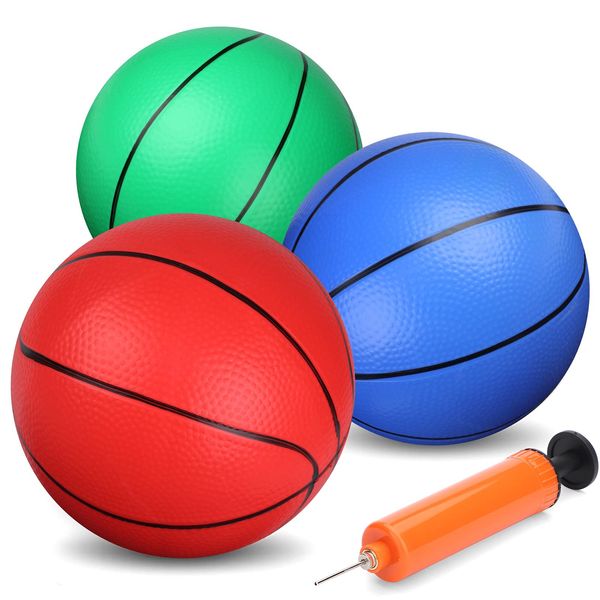 Amarlozn 6" Toddler Mini Basketball for Basketball Hoop, Small Inflatable Replacement Balls, Plastic Sandbox Hoop Toy Set, Beach Sensory Sports Game Gift for Kids 3-10, 3 PCS Rainbow