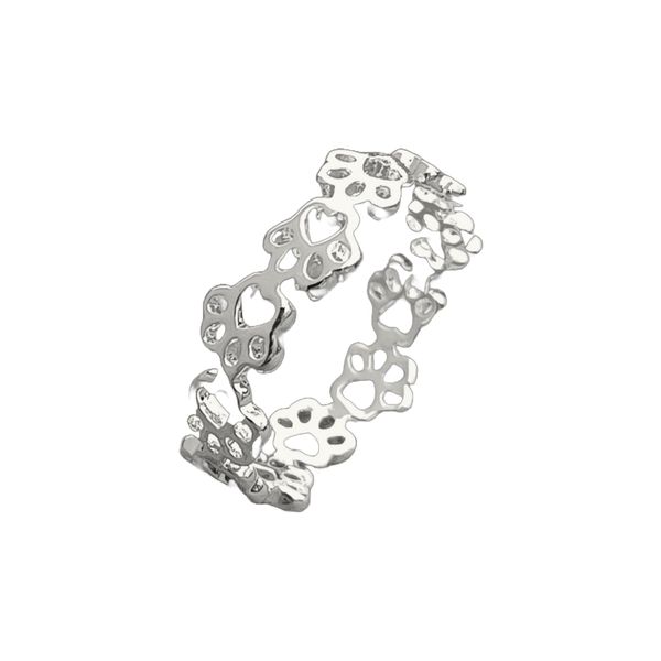 Sterling Silver Adjustable Paw Print Ring