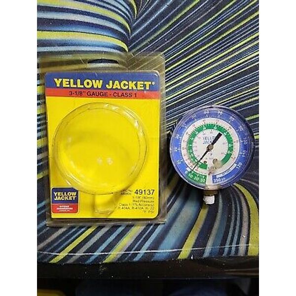 Yellow Jacket 49137 Blue Manifold Pressure Gauge 3 1/8"  R404A R410A R22 F PSI