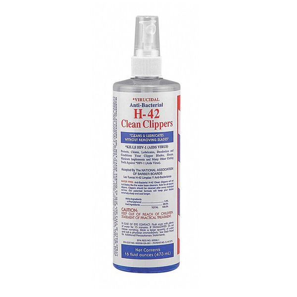 H-42 Clean Clippers Anti-Bacterial Cleaner Spray Lubricate Blades 16oz/473ml