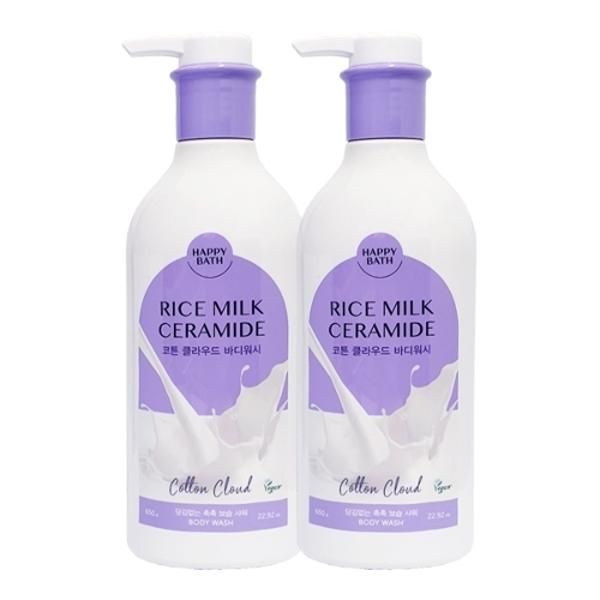 Happy Bath Rice Milk Ceramide Body Wash Cotton Cloud 650g x2