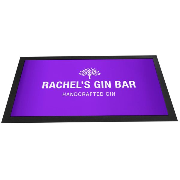 Artylicious Personalised Gin Bar Runner mat - Purple handcrafted Gin, any name, beer runner mat