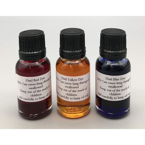 SMOKELESS AND ODOURLESS CLEAR LAMP OIL - 1 LITRE - PLUS 3 COLOUR DYE PACK FOR COLOURING LAMP OIL. with FREE funnel