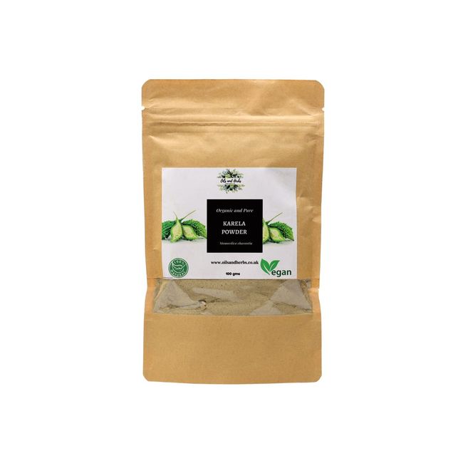 Oils and Herbs UK Clean Organic Karela Powder- Bitter Melon - Momordica charantia - 100% Pure and Natural (500)