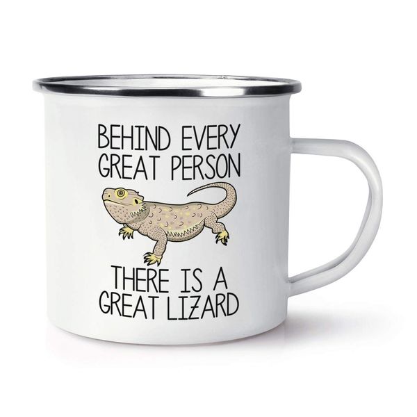 Behind Every Great Person There is A Great Lizard Enamel Mug Cup