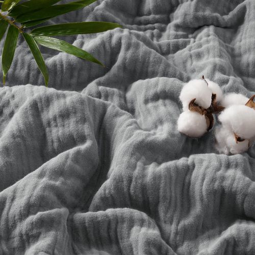 PHF Cooling Muslin Throw Blanket for Hot Sleepers, 60% Rayon Derived from Bamboo, 40% Cotton for Summer, 4-Layer Breathable Gauze Blanket for Bed Couch, 50"x60", Grey