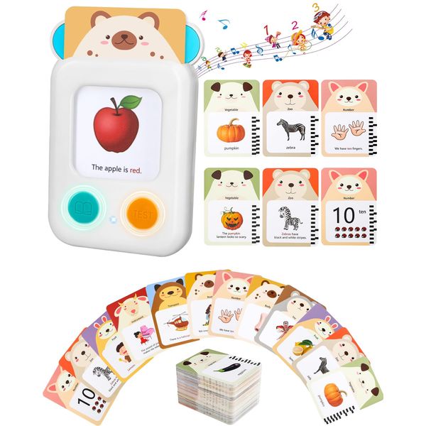 Lauon Toddler Flash Cards Talking Mouse Autism Sensory Toys Double Intelligent Mode Learning Materials, 288 Sight Words Audible Pocket Speech for Toddlers Educational Montessori Toys Gifts