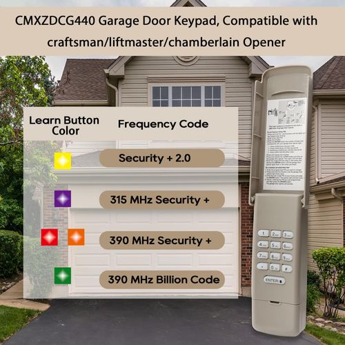 CMXZDCG440 Garage Door Keypad, fit for Craftsman Garage Door Opener, Universal Keypad Compatible with Craftsman/liftmaster/Chamberlain Opener with Red/Orange, Yellow, Purple, Green Learn Button
