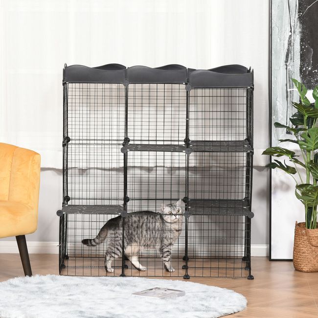 Indoor & Outdoor Cage for Small Animals 41.25" L x 27.5" W x 41.25" H, Black